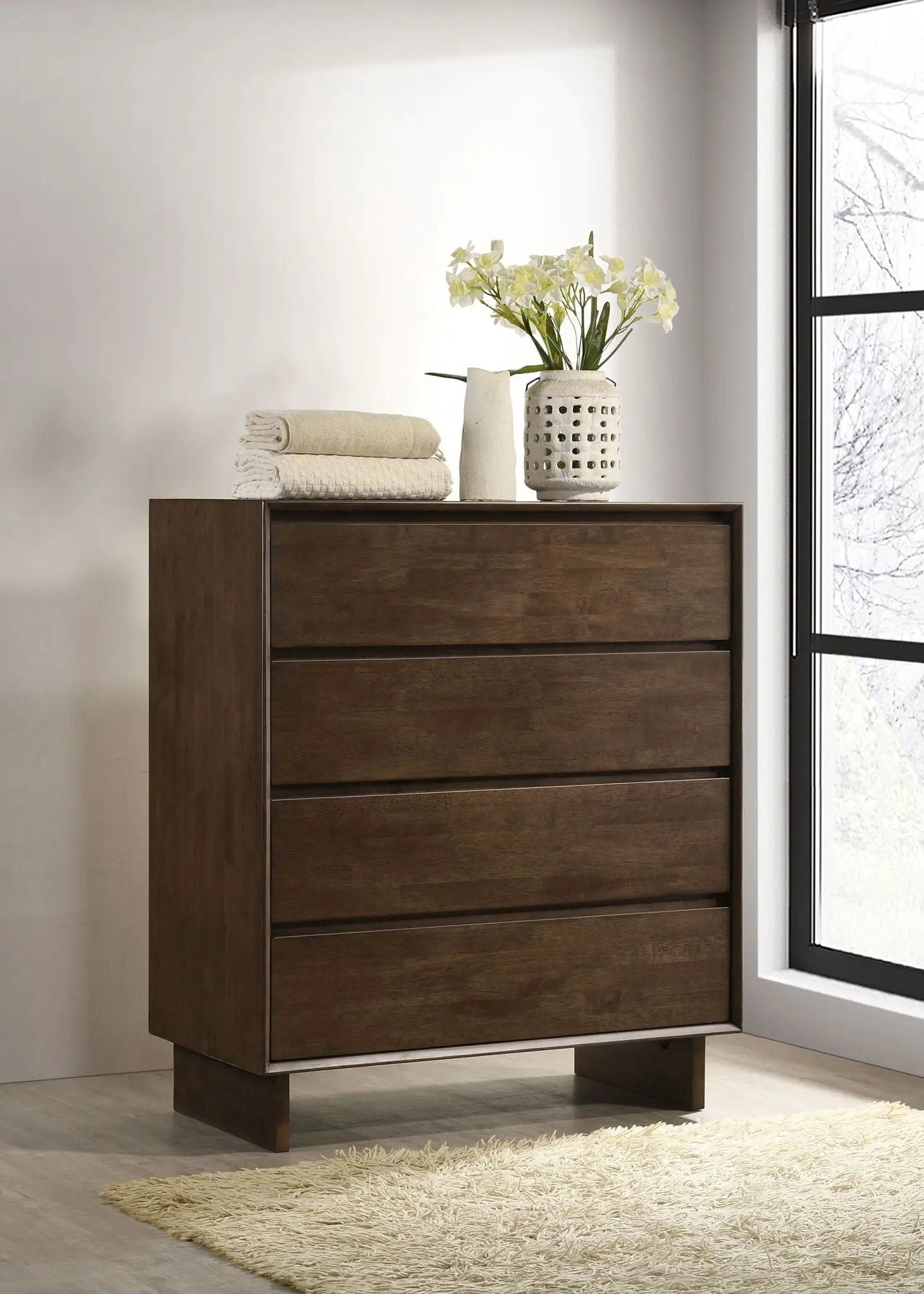 Glenwood 4-drawer Chest of Drawers Warm Brown by Unique Piece Furniture