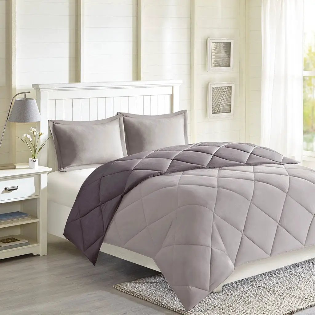 Twin/Twin XL 3M Scotchgard Diamond Quilting Reversible Down Alternative Comforter Set by HouseOfZazla