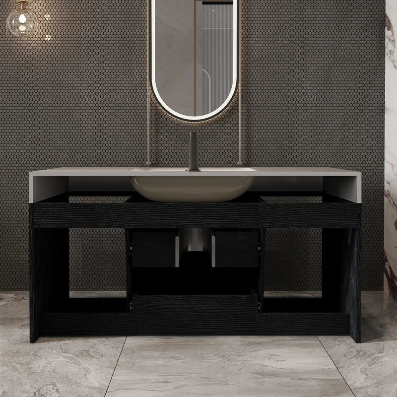 39.4 Inches Single Contemporary Floating Bathroom Vanity by HouseOfZazla
