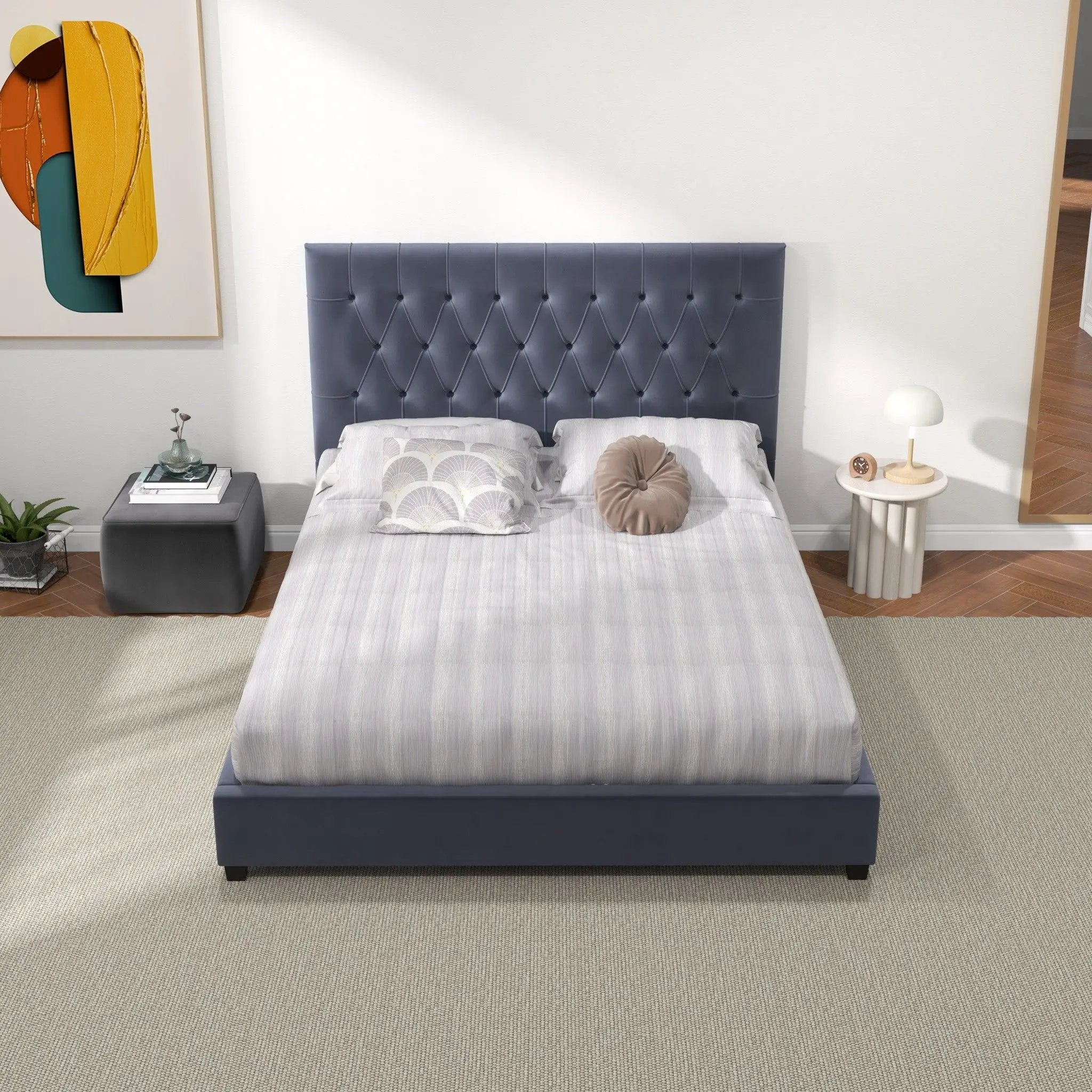 Donald - Mid-Century Modern Upholstered Platform Bed by Unique Piece Furniture