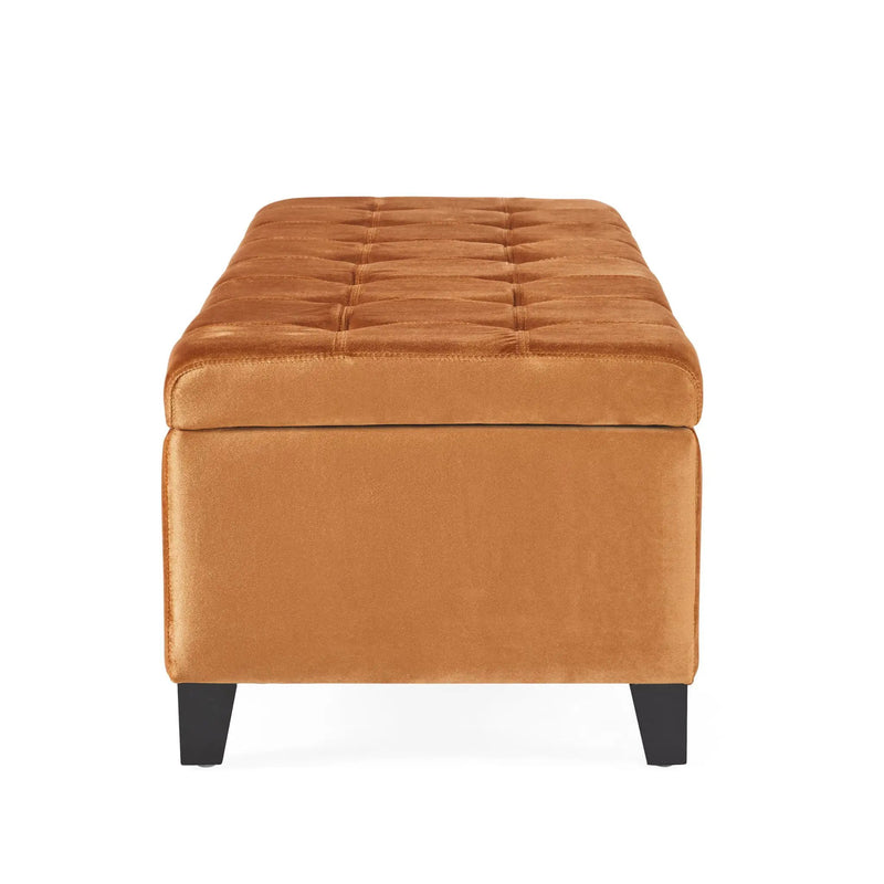 Wendover Elegant Tufted Storage Bench With Lift-Up Top And Birch Wood Legs by HouseOfZazla