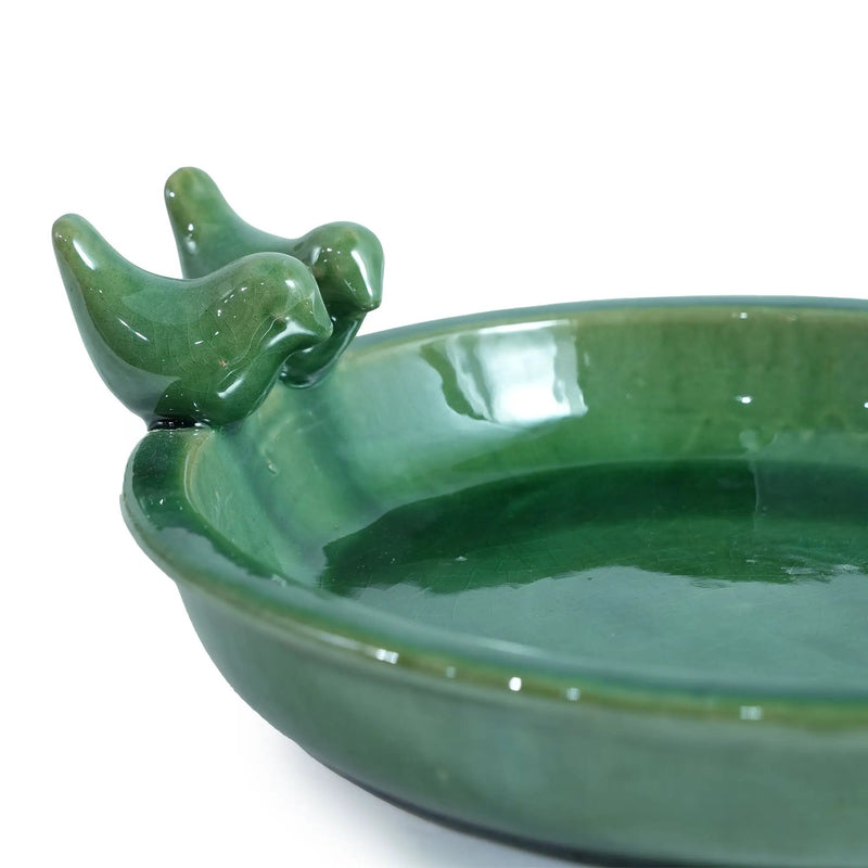 Handmade Ceramic Bird Bath, 11.8 Inch Olive by HouseOfZazla