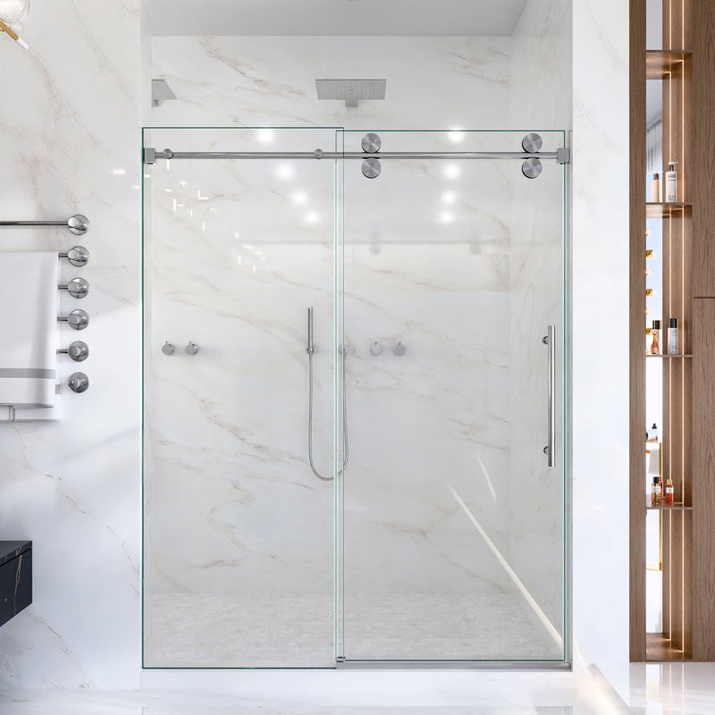 56-60"W x 72"H Frameless Sliding Shower Door – Clear Tempered Glass by HouseOfZazla