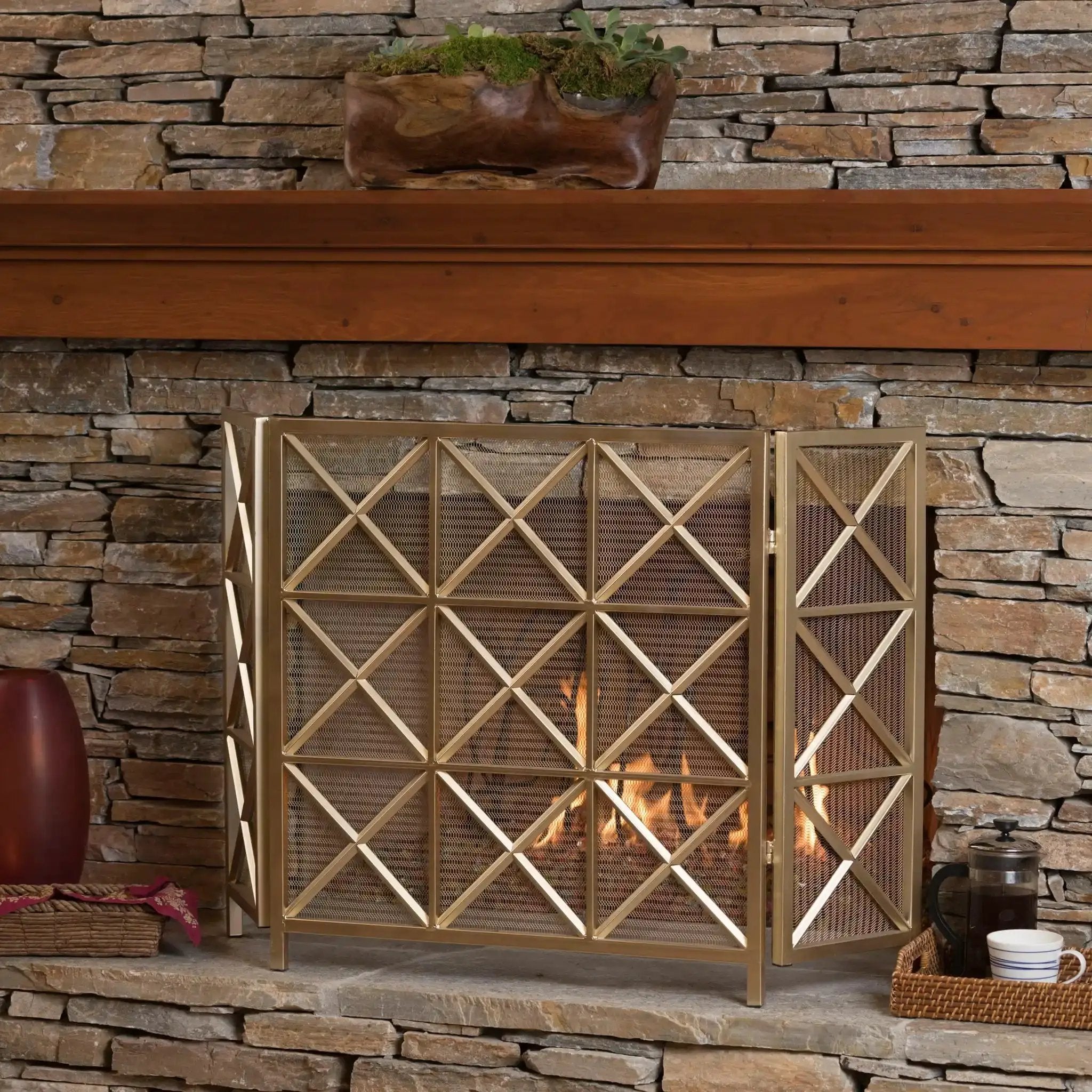 Margaret - 3 Panel Fireplace Screen Iron by HouseOfZazla