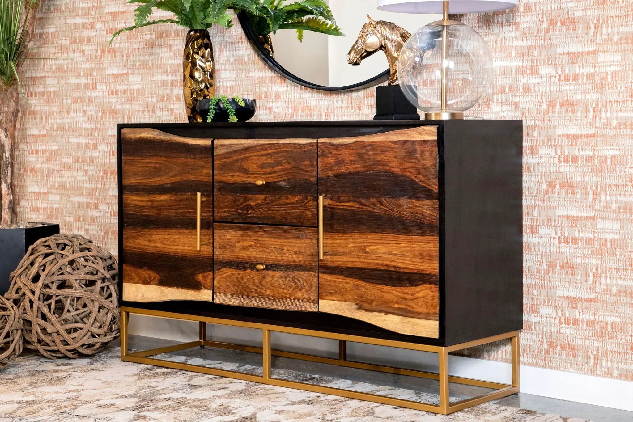 Zara 2-door 57-inch Wood Accent Storage Cabinet Black Walnut by Unique Piece Furniture