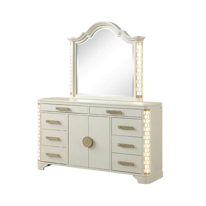 Jasmine - Mirror With Side LED Lightning (Includes Only Mirror) - Beige by HouseOfZazla