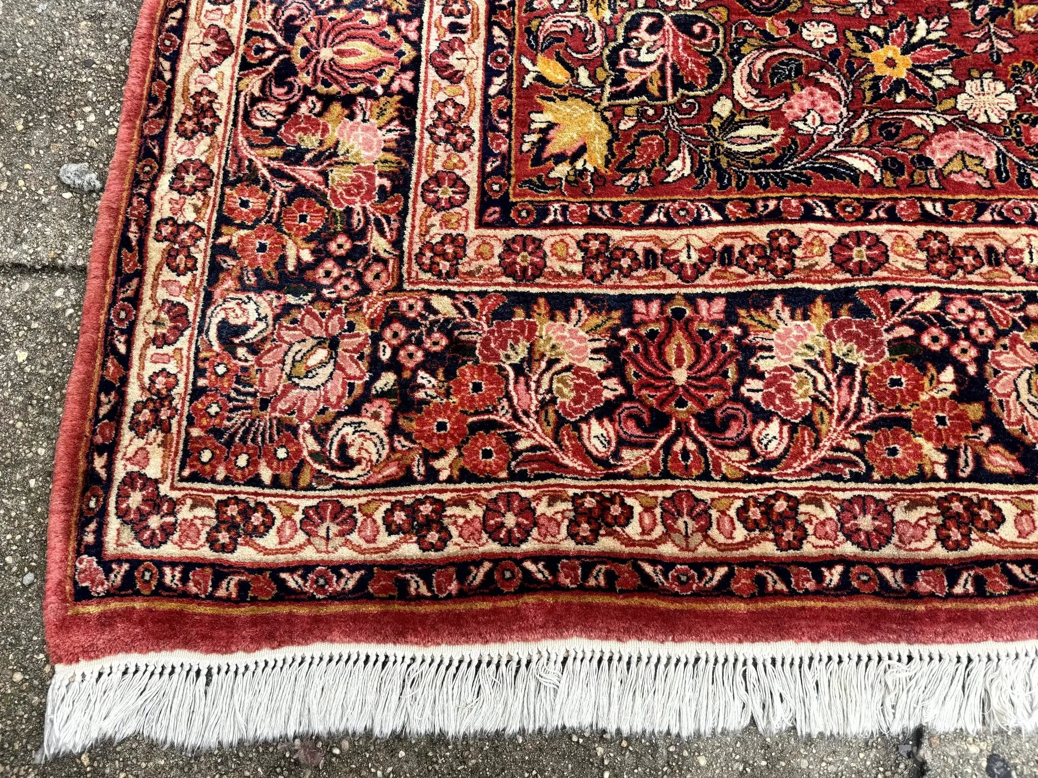 Large Antique Persian Sarouk Rug 11x18, Red, Floral Allover, Palace Size Wool Handmade Carpet by Jewel Rugs