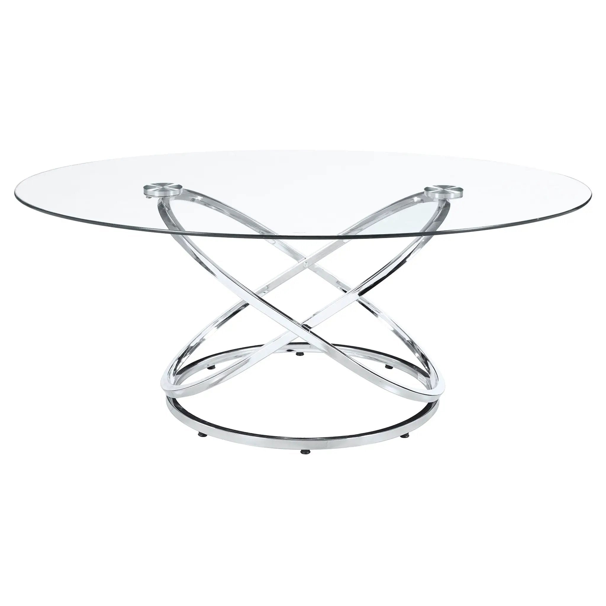 Warren 3-piece Oval Glass Top Coffee Table Set Chrome by Unique Piece Furniture