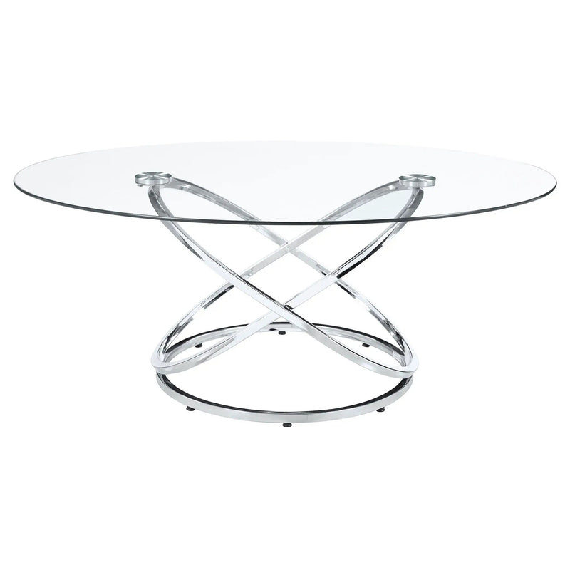 Warren 3-piece Oval Glass Top Coffee Table Set Chrome by Unique Piece Furniture