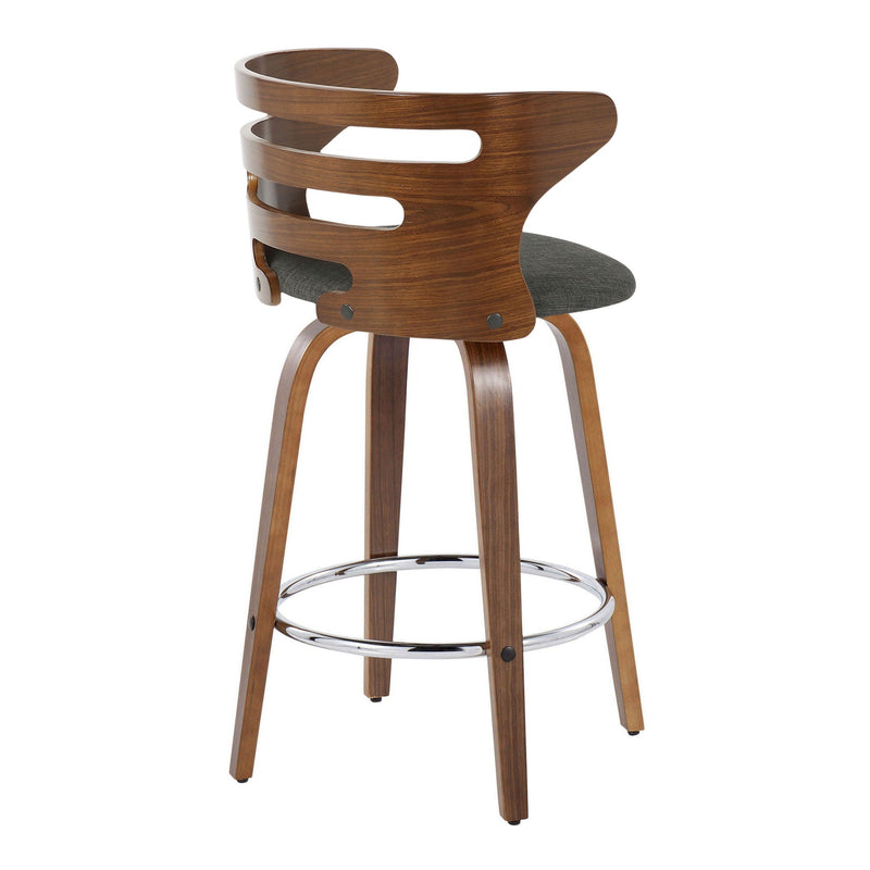 Cosini - Mid Century Modern Fixed Height Barstool With Swivel With Round Footrest (Set of 2) by HouseOfZazla