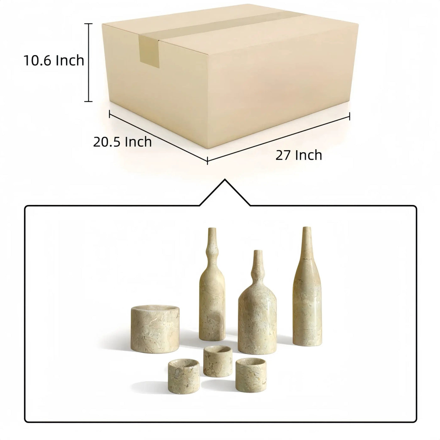 7 Pieces Luxury Natural Marble Living Room Accessories Set by Unique Piece Furniture