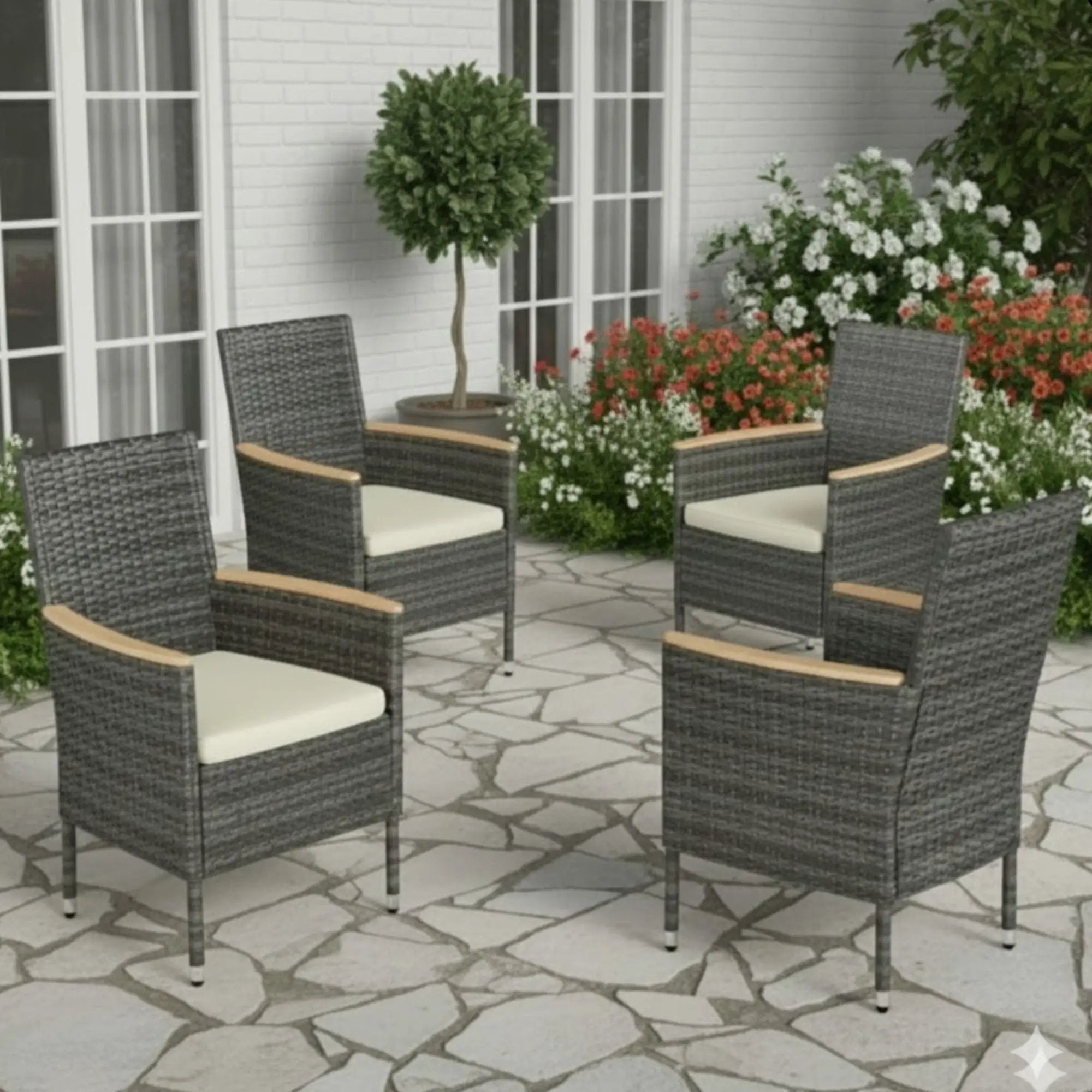 4 Piece All-Weather Patio Dining Chair Set by HouseOfZazla