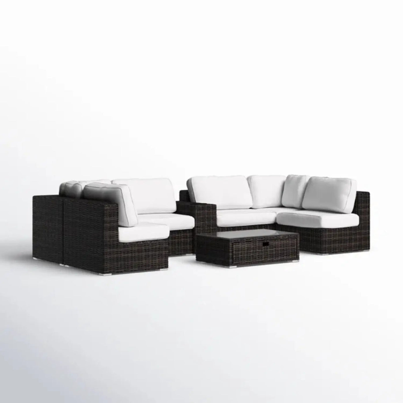 Elegant 4 Person Wicker Patio Seating Set With Cushions And Glass Top Table by Unique Piece Furniture