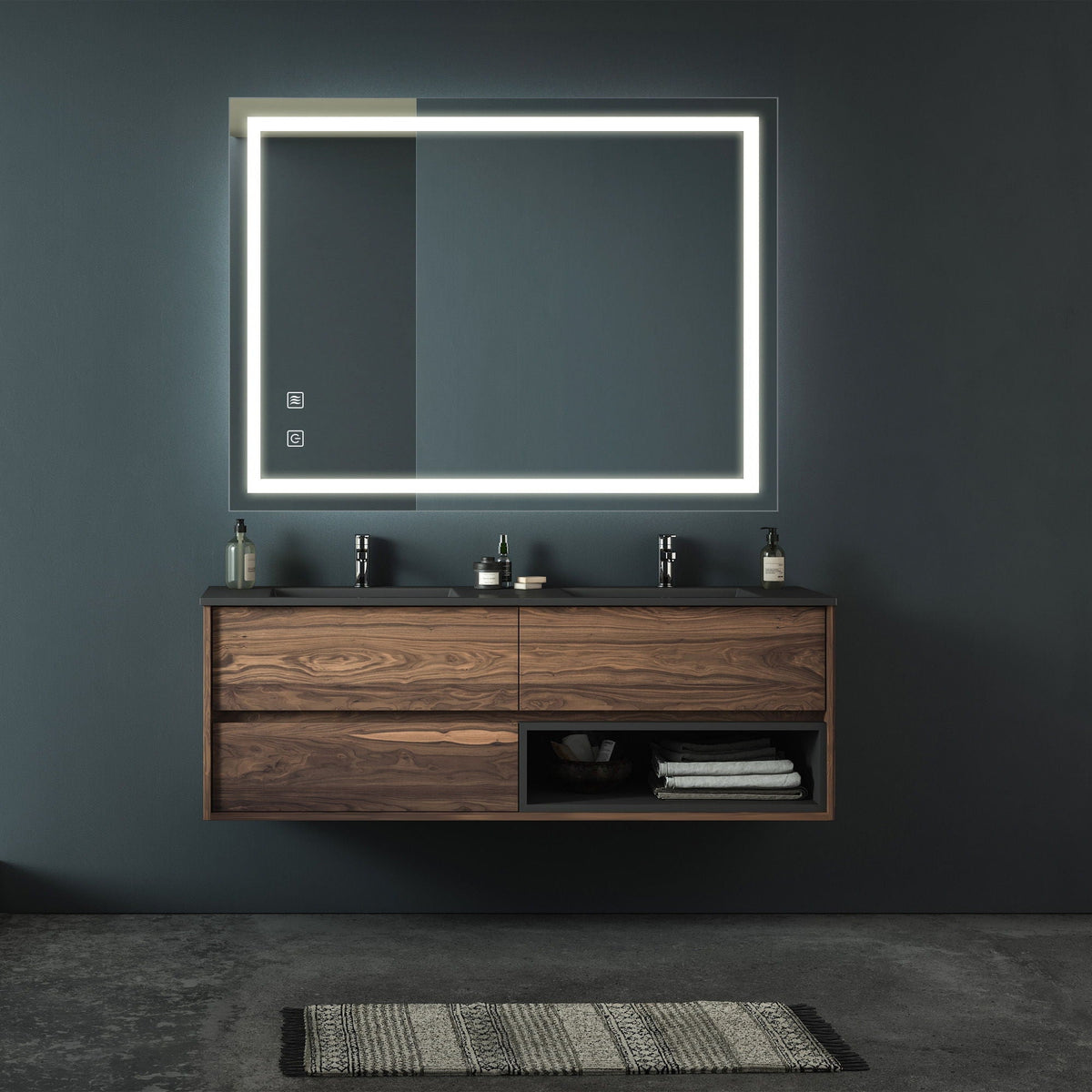 Bathroom Vanity Mirror with Front Lighting and Anti-Fog - Pearl Silver, photo 13 of 13
