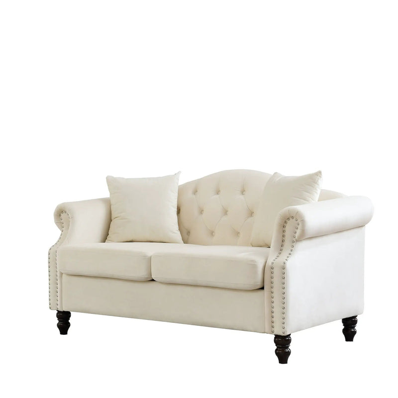 2 Seater Chesterfield Sofa With Rolled Arms And Nailhead Trim For Living Room by HouseOfZazla