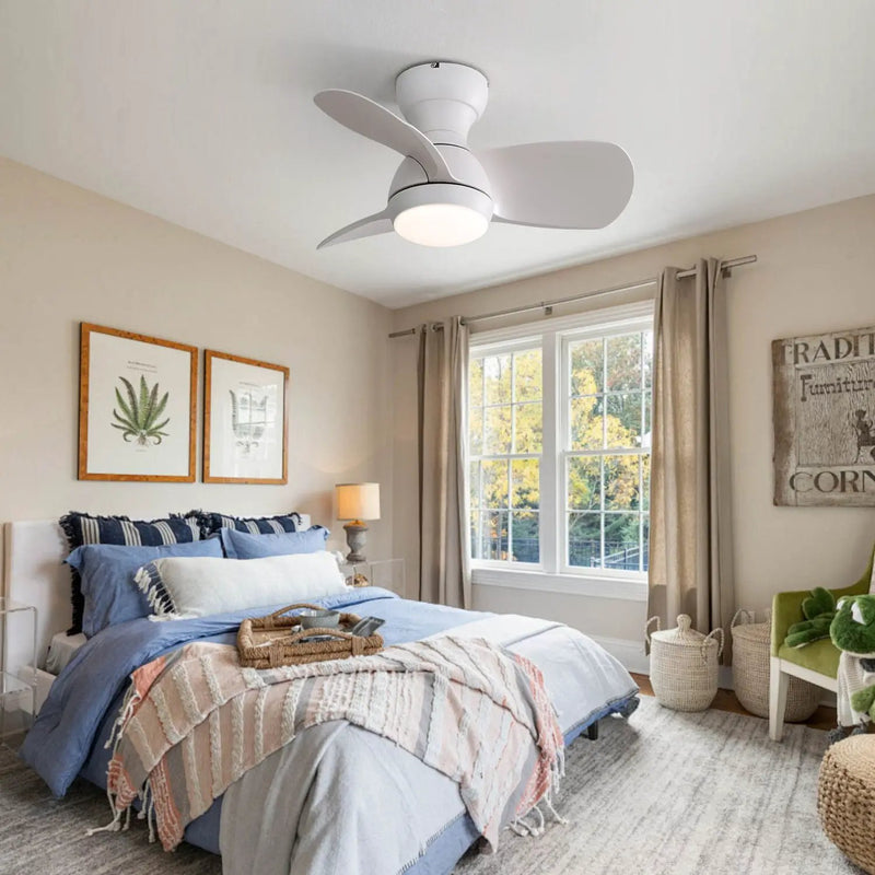 23" Bedroom Ceiling Fan With 3 Color Dimmable 3 ABS Blades Remote Control Dc Motor With 18W Led Light by HouseOfZazla