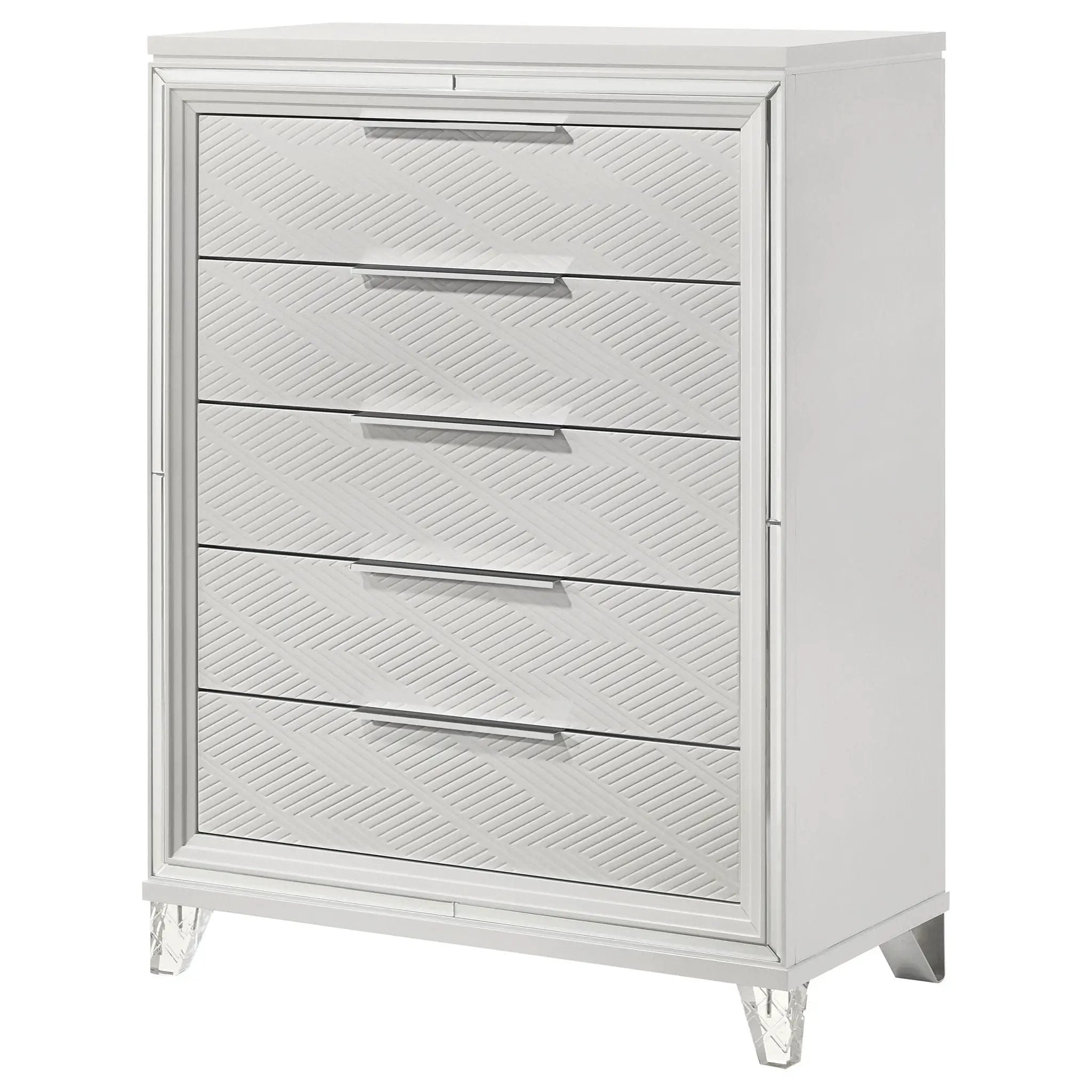 Marmore 5-drawer Bedroom Chest of Drawers White by Unique Piece Furniture