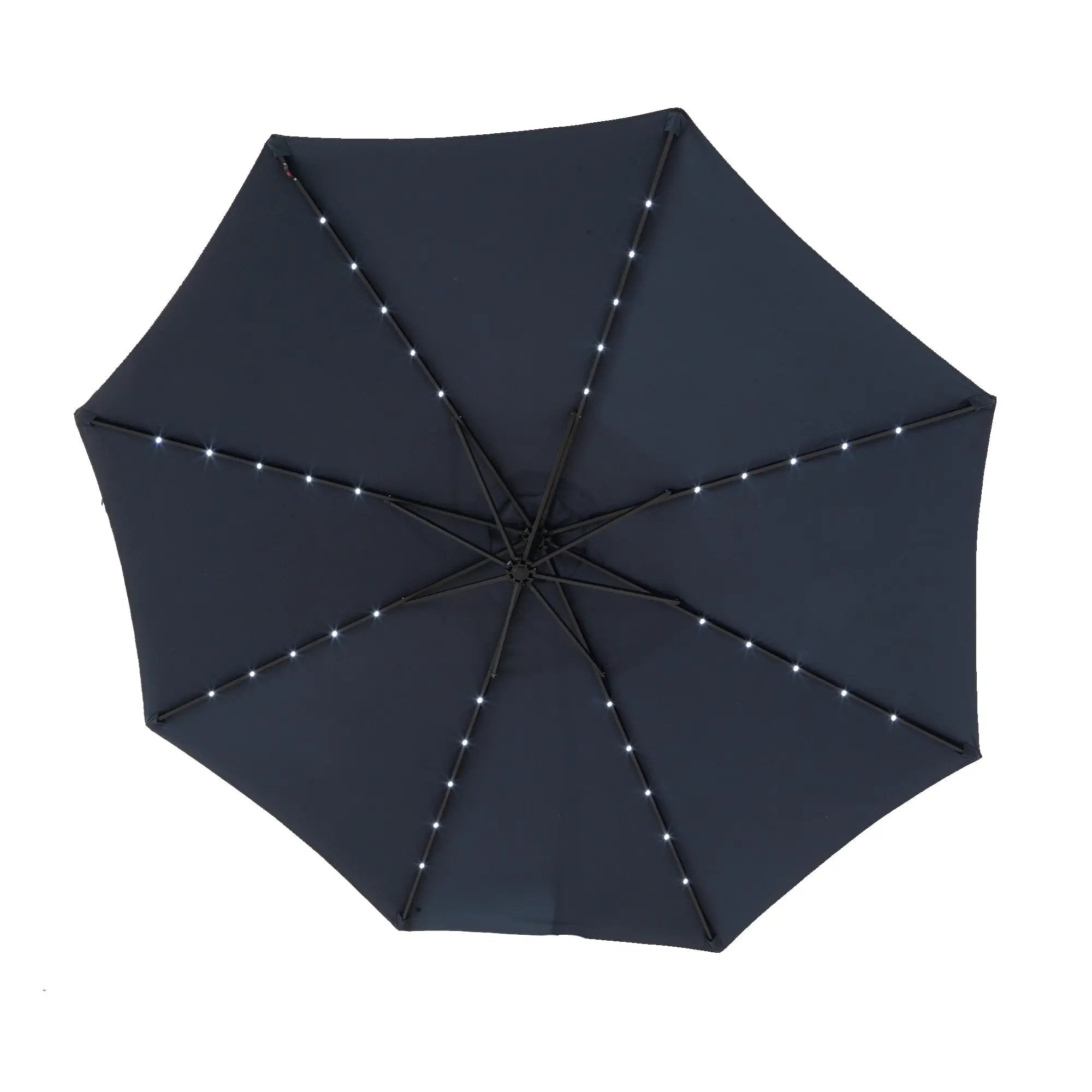 10ft Solar LED Offset Hanging Market Patio Umbrella - Navy Blue (No Base) by HouseOfZazla