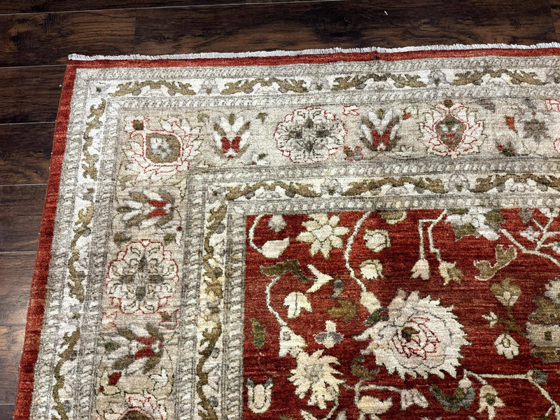 Pakistani Peshawar Rug 10x13, Burnt Orange, Large Handmade Wool Carpet by Jewel Rugs