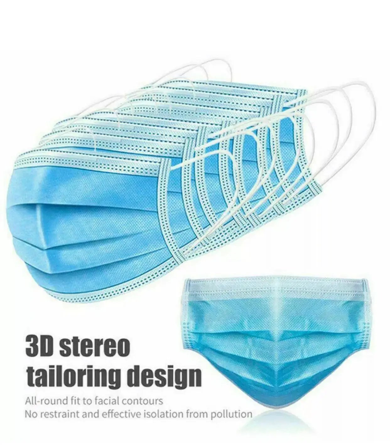 FDA Approved Protective Face Mask 3-Layers 50/100/200pcs by Outdoor Solar Outlet