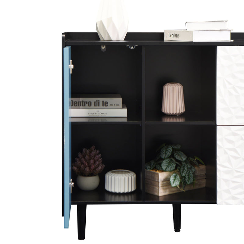 Modern Sideboard Buffet Cabinet With Doors And Unique Panel Styling by HouseOfZazla