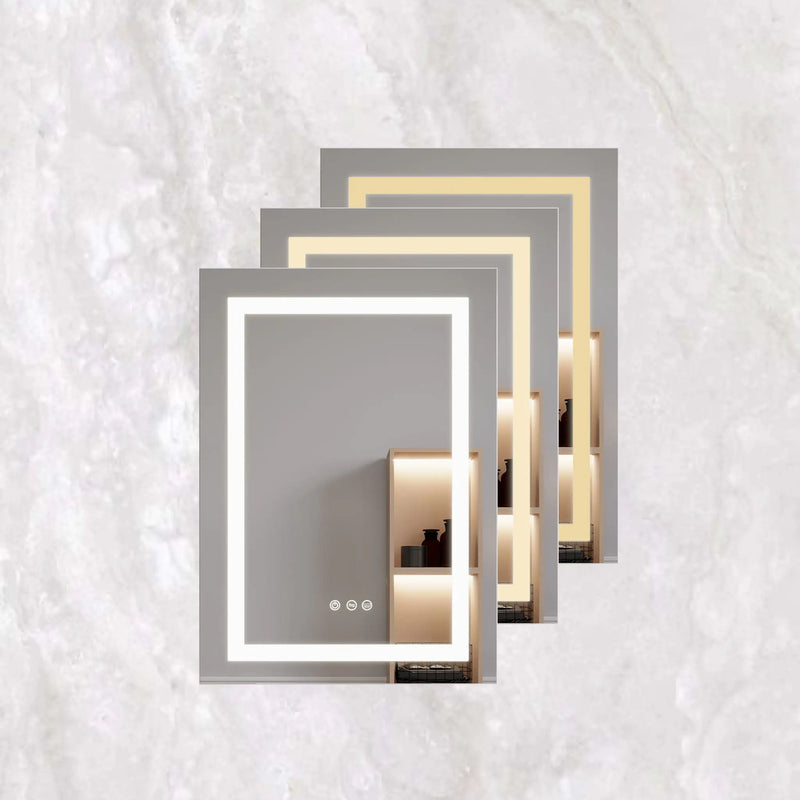 Bathroom Medicine Cabinet With LED Mirror, Anti-Fog, Waterproof, 3000K~6000K Single Door Lighted Bathroom Cabinet With Touch Swich by Unique Piece Furniture