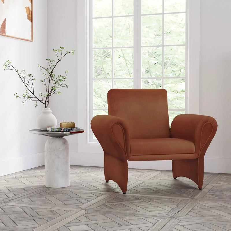 Liana Upholstered Roll Arm Accent Armchair Rust Orange by Unique Piece Furniture