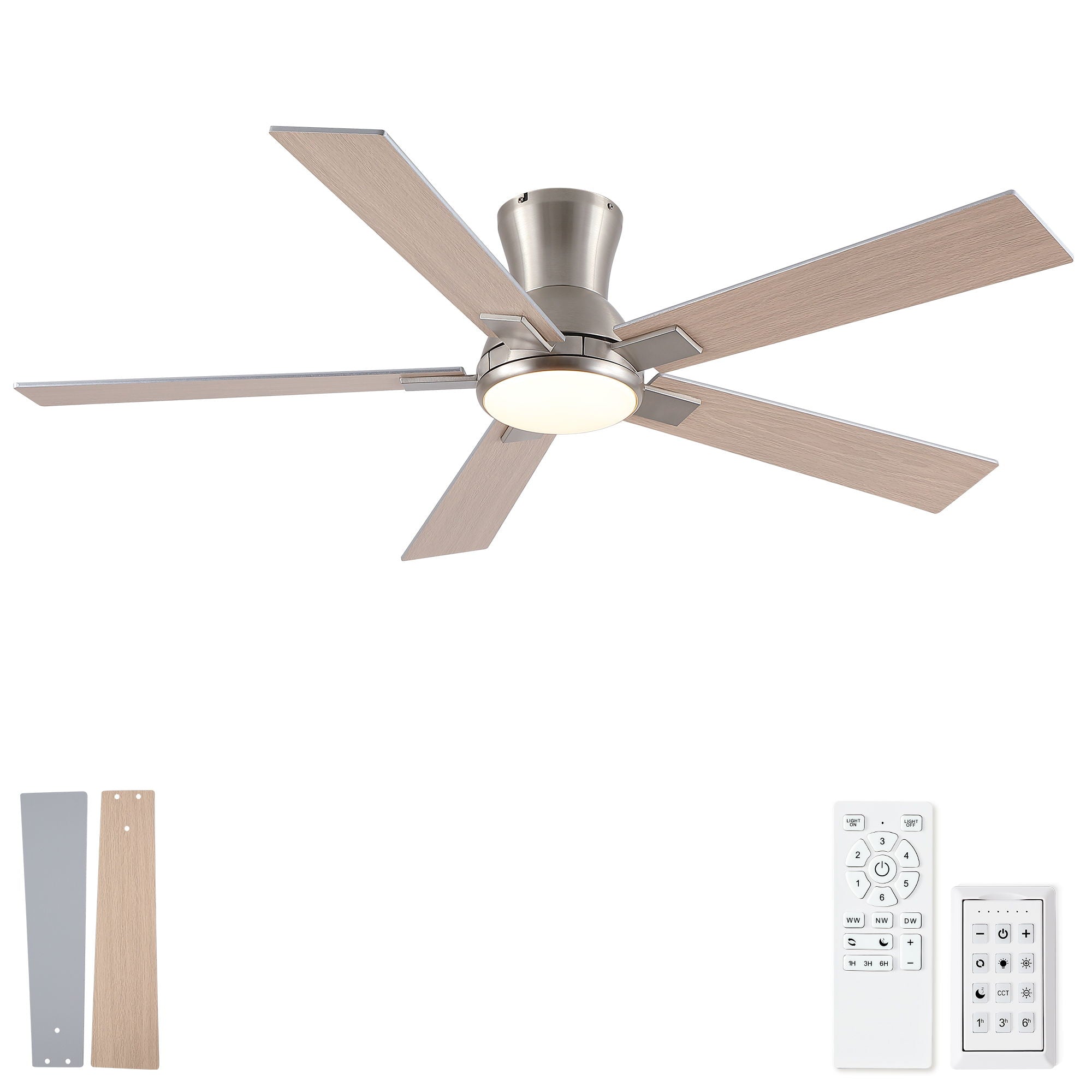 Low Profile Flush Mount Intergrated LED Ceiling Fan With Light And Reversible Quiet Motor by HouseOfZazla