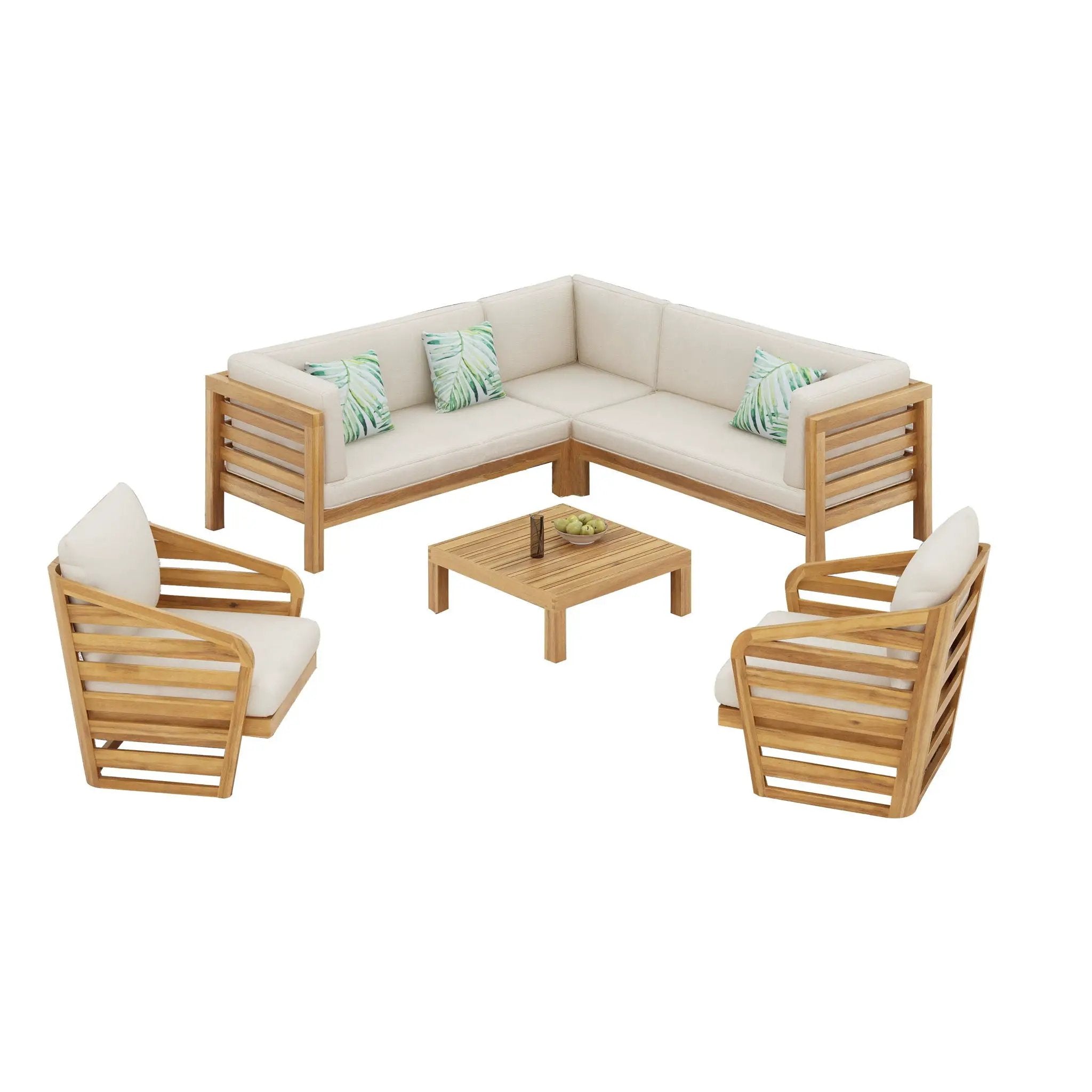 Royal Acacia 6-Piece Sofa Sectional Set - Beige by HouseOfZazla