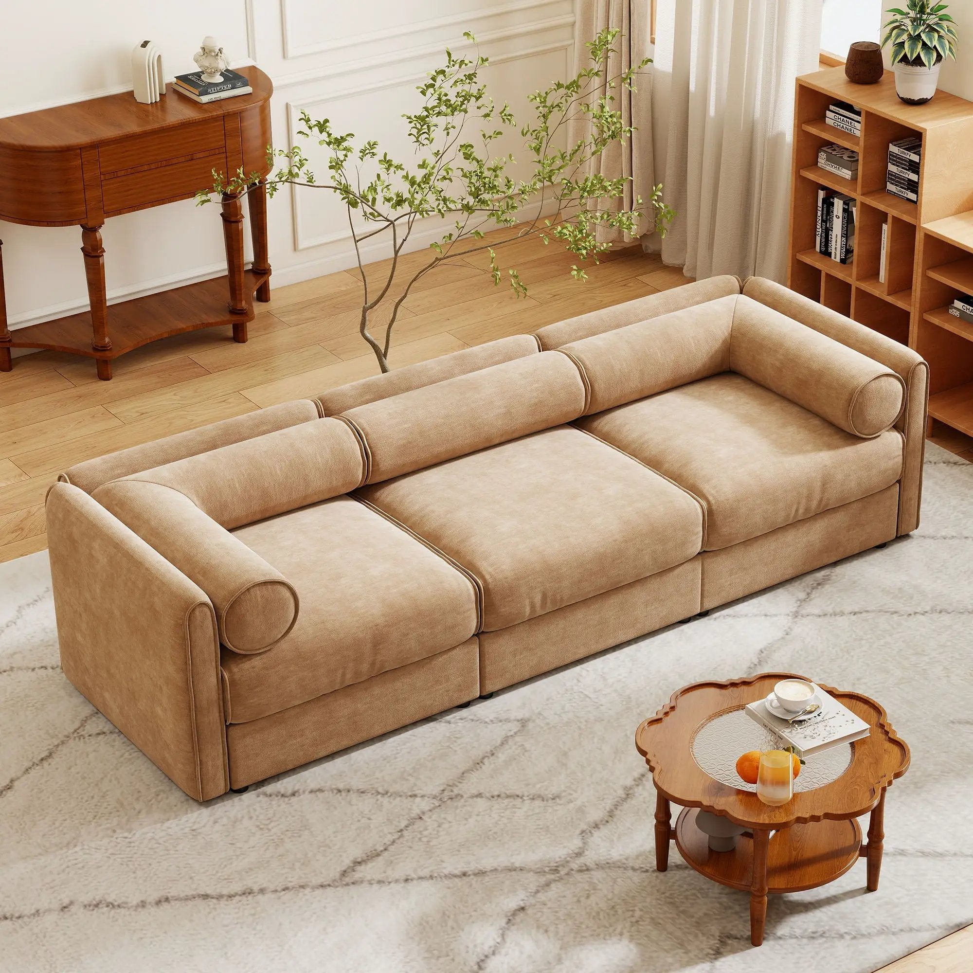 Stylish Sofa With Storage Seat And Cylindrical Backrest by Unique Piece Furniture