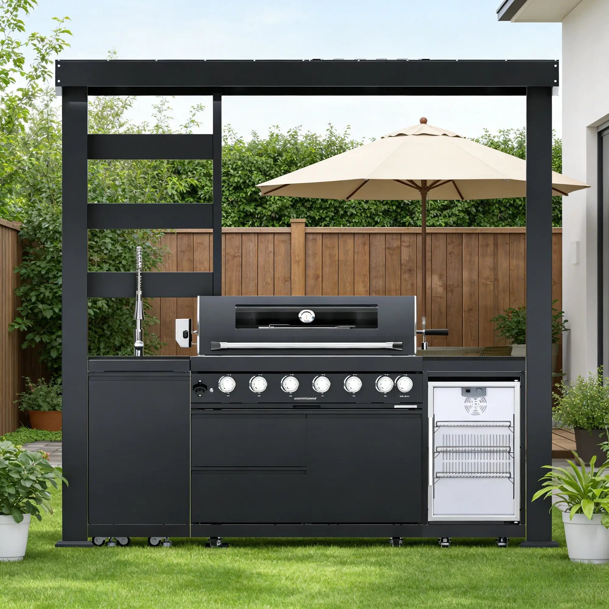 94-Inch 6-Burner Deluxe Stainless Steel Gas Outdoor Kitchen Grill by HouseOfZazla