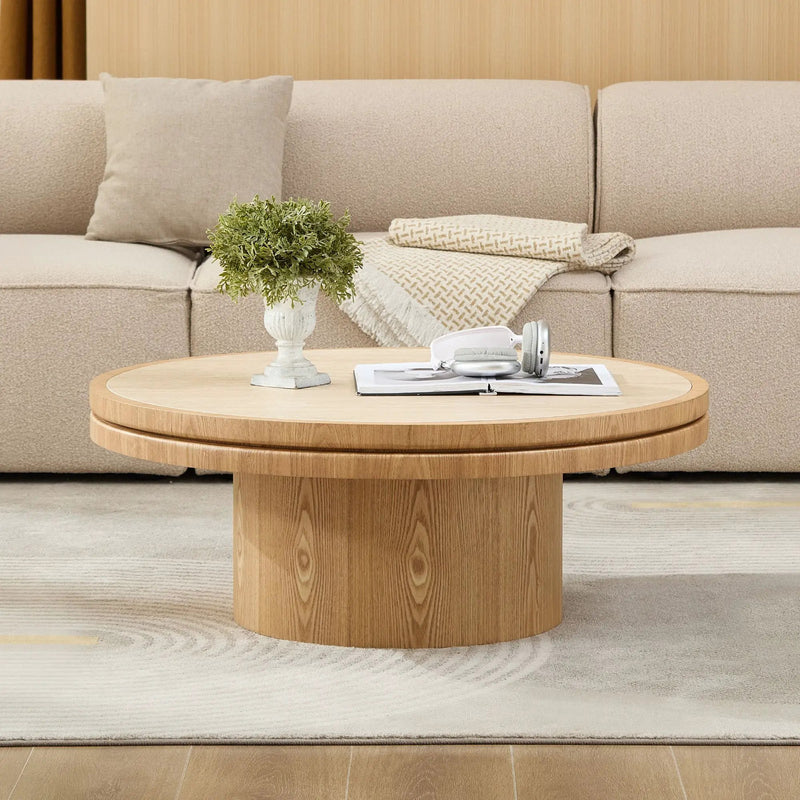 35.43 Inch Round Coffee Table with Sintered Stone Top by HouseOfZazla