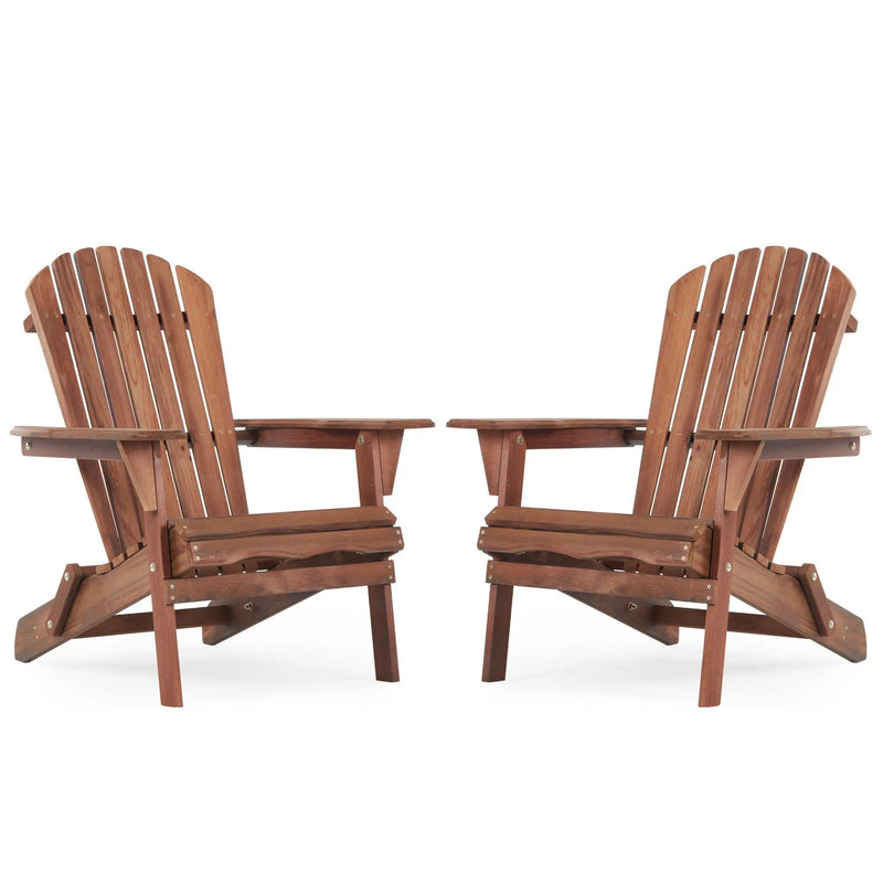 Lounge Patio Chair For Garden Outdoor Wooden Folding Adirondack Chair (Set of 2) Solid Cedar Wood Lounge Patio Chair For Garden by HouseOfZazla