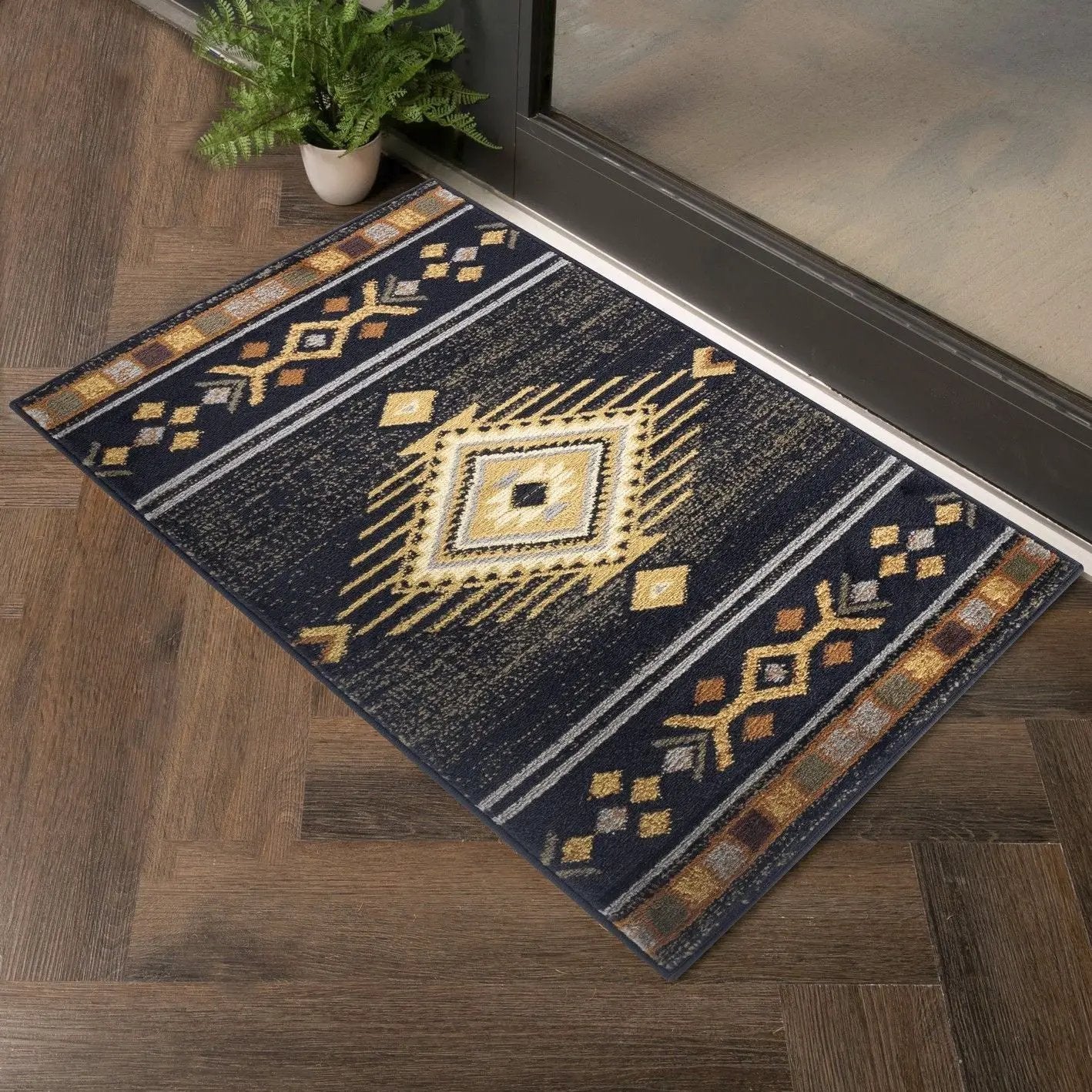 Tribes - 7'10" X 10'3" Southwest Area Rug - Black by Unique Piece Furniture