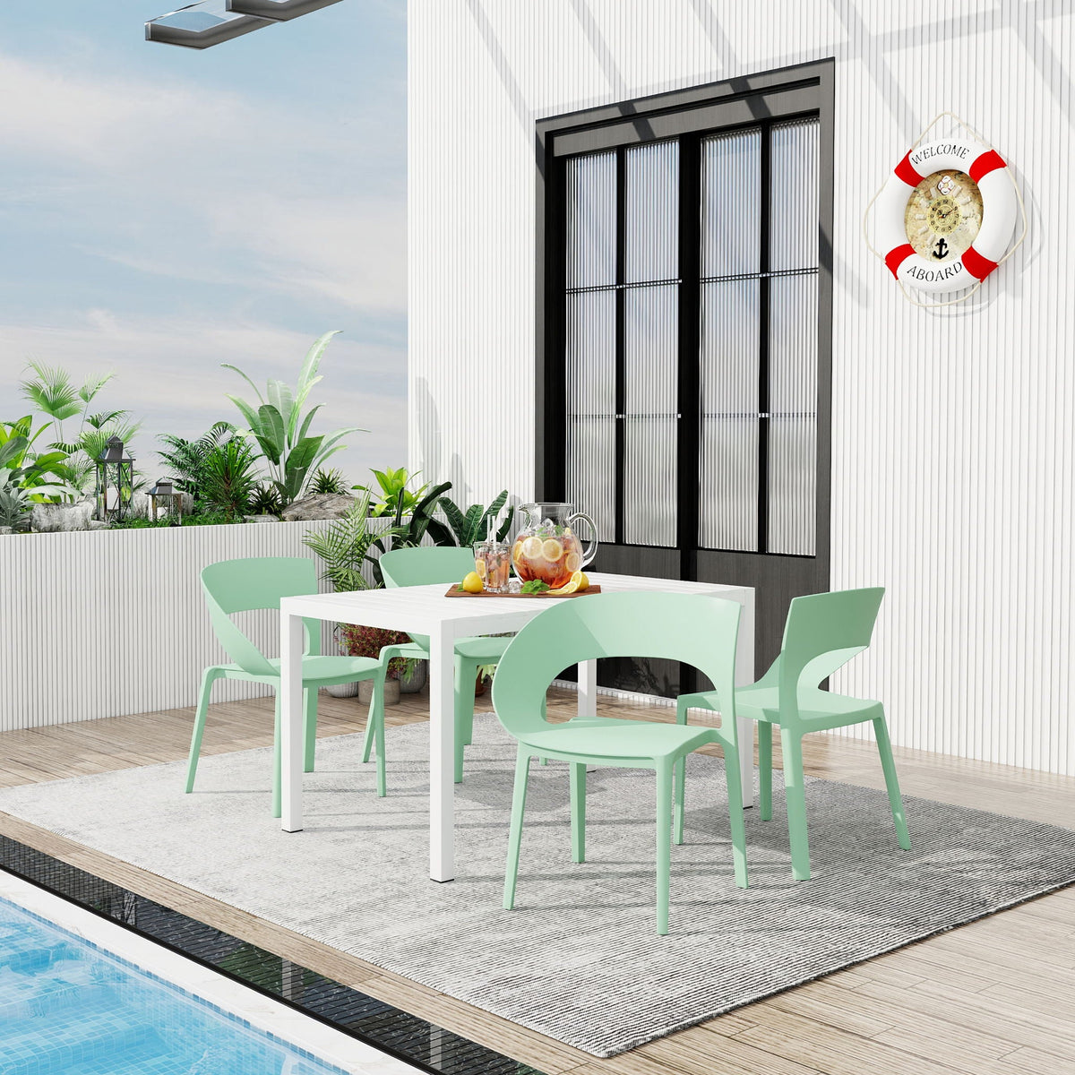 4 Piece Set Of Modern Designed Single Chairs With Long Table, photo 13 of 14