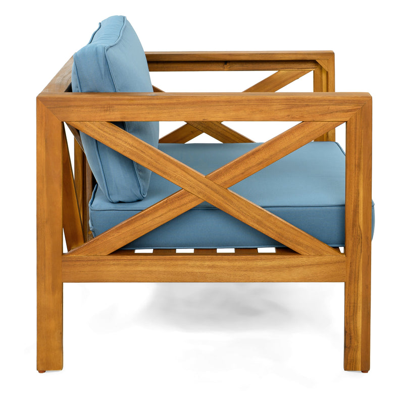 Outdoor Acacia Wood Club Wooden Armchair Set of 4 by HouseOfZazla