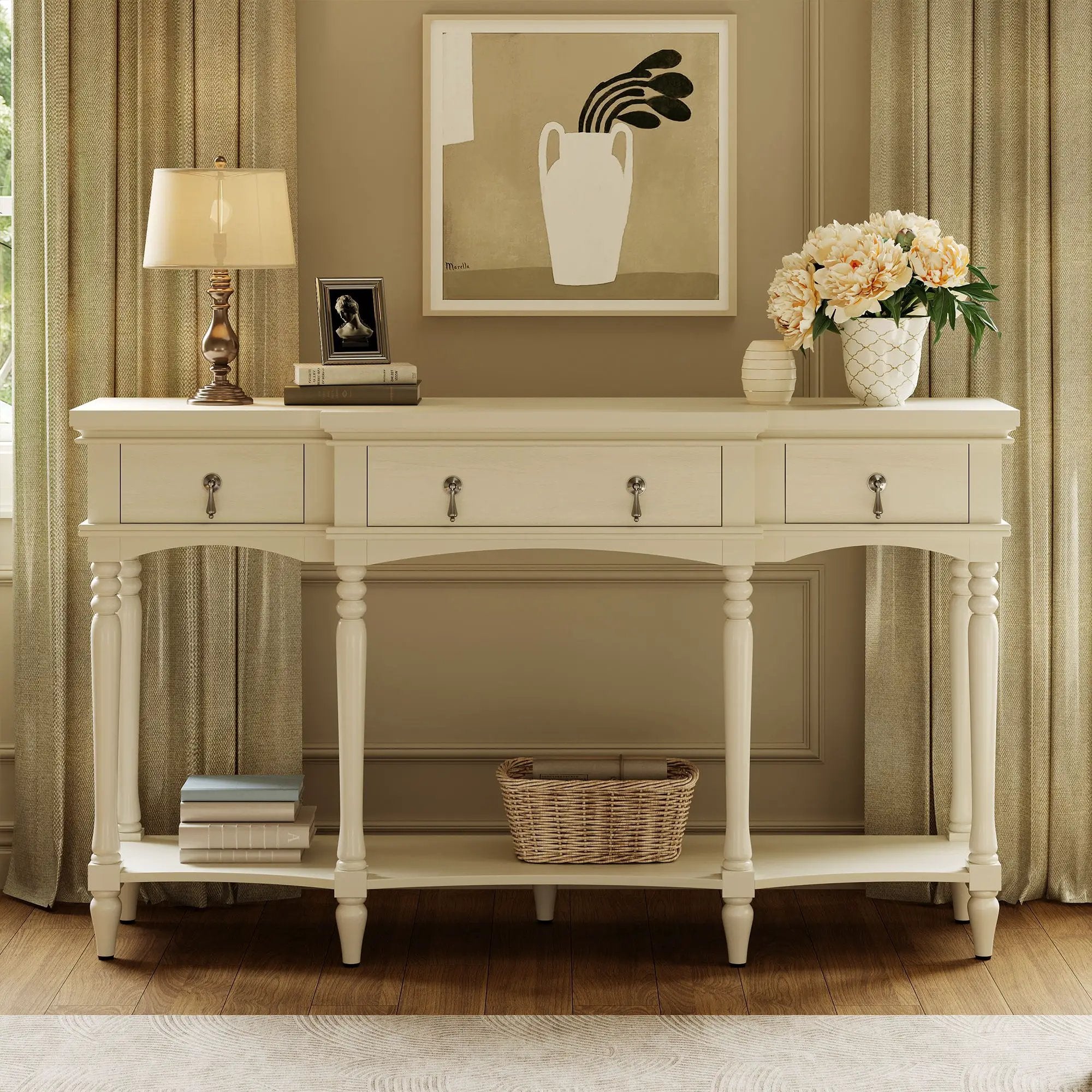 Retro Console Table With 3 Soft Close Drawers by HouseOfZazla