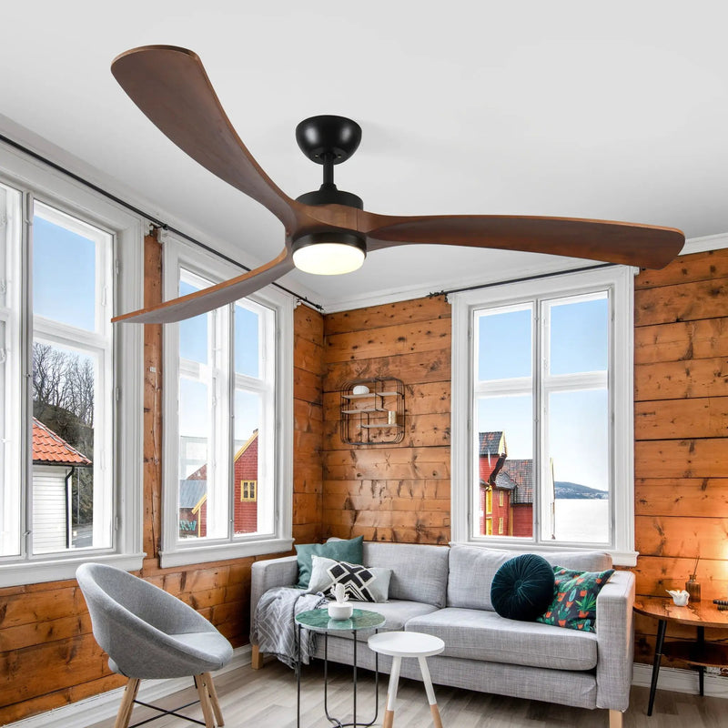 Solid Wood Ceiling Fan With Lights And Remote Control Indoor Outdoor Ceiling Fan 3 Wooden Blades Modern Ceiling Fan For Porch Living Room Bedroom by Unique Piece Furniture