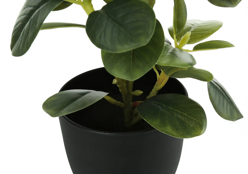 14" Tall, Artificial Plant, Ficus, Indoor, Faux, Fake, Table, Greenery, Potted, Decorative (Set of 2) - Green / Black by Unique Piece Furniture