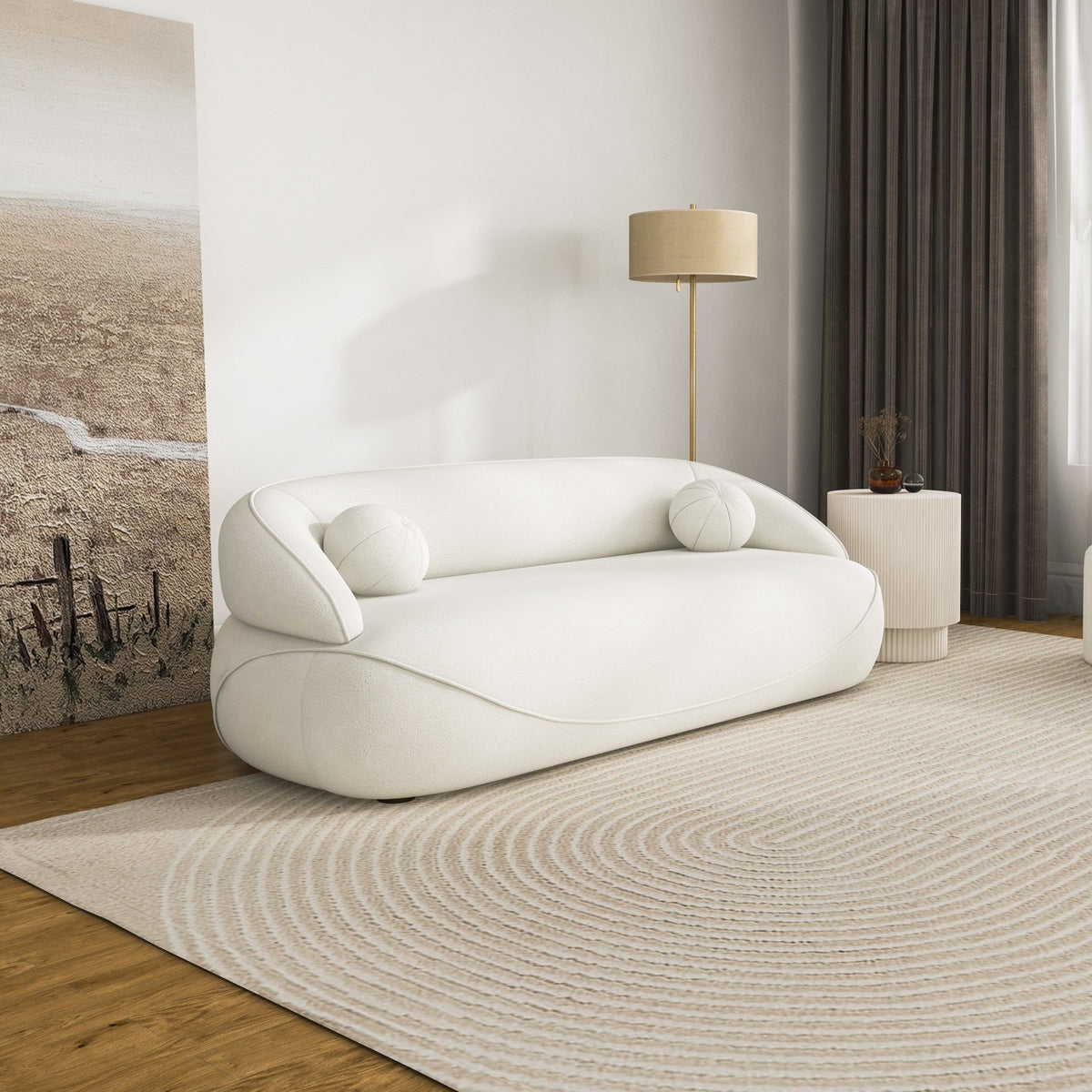 Boucle Sofa with Stain-Resistant Upholstery - Beige, photo 11 of 11