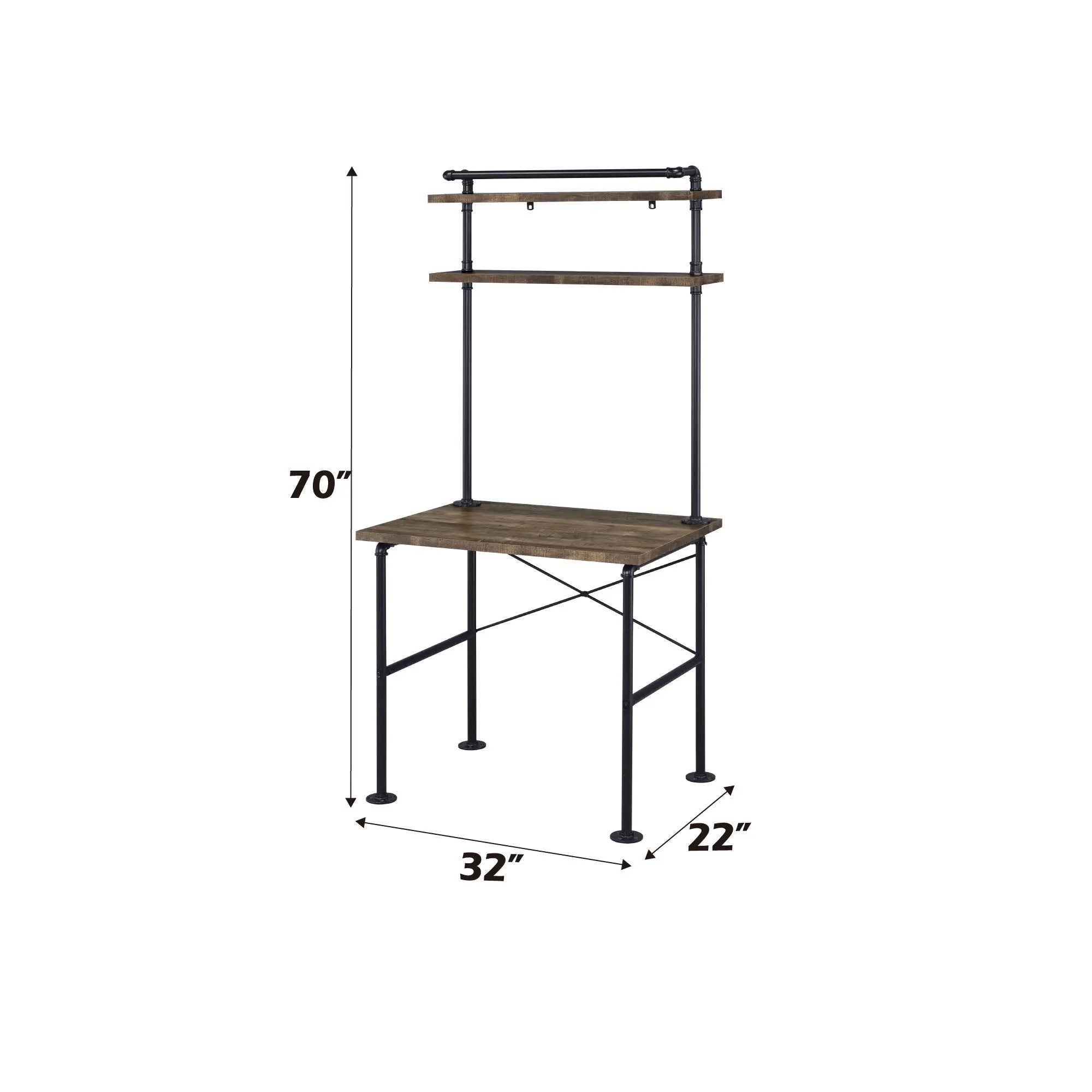 Ensata - Rustic Writing Desk - Black / Oak by Unique Piece Furniture