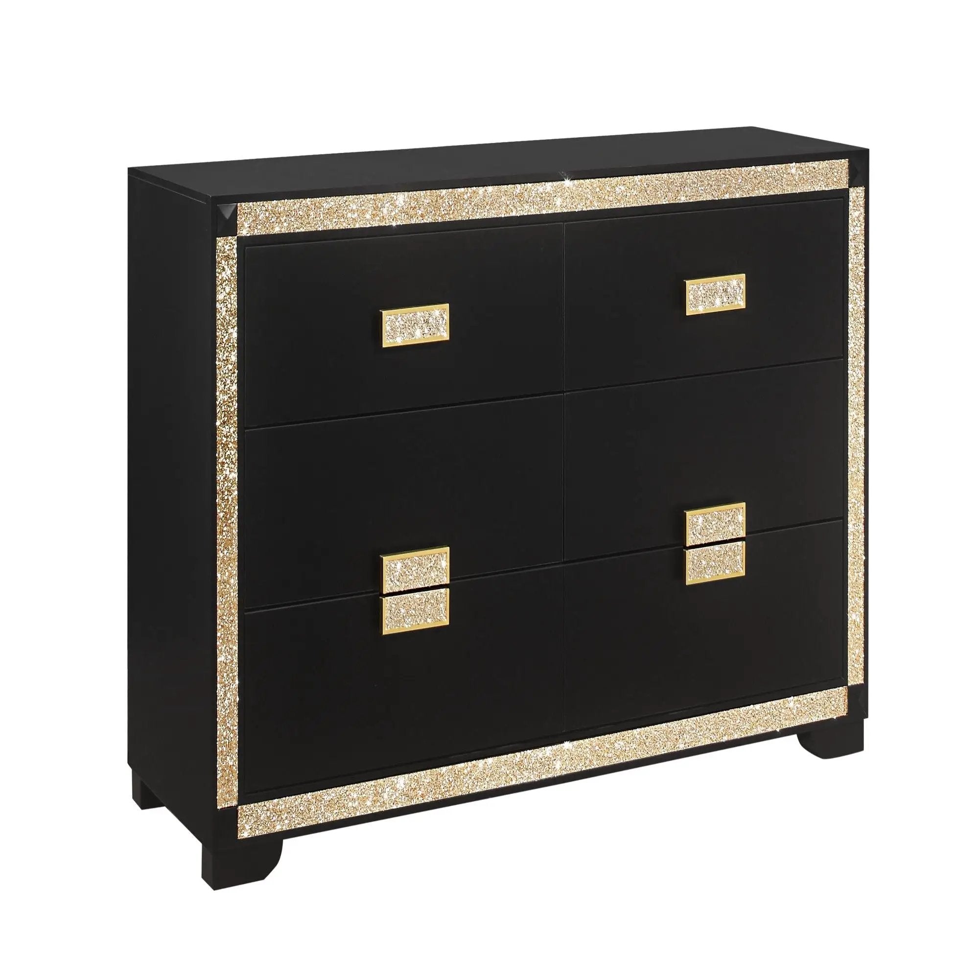 Lively - Dresser With Glitter Detail And Thick Bar Handle Hardware - Black by HouseOfZazla