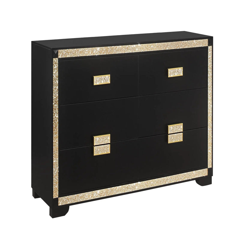 Lively - Dresser With Glitter Detail And Thick Bar Handle Hardware - Black by HouseOfZazla