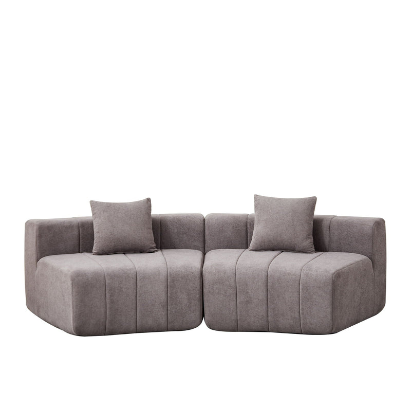 Curved Sectional Sofa With 2 Pillows For Living Room - Gray by HouseOfZazla