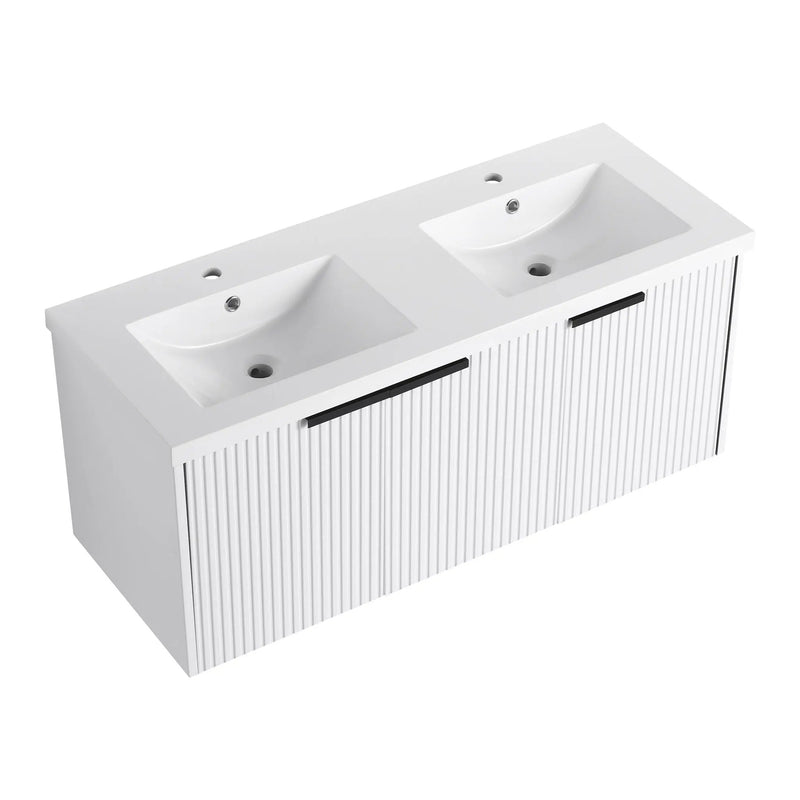 Contemporary Wall Mounted Bathroom Vanity With Resin Double Sink by HouseOfZazla