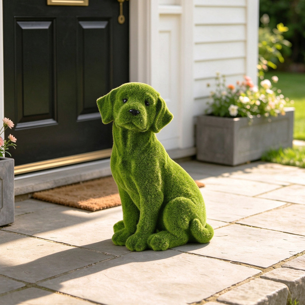 Flocked Dog Garden Statue with Weather Resistance - Green, photo 9 of 9