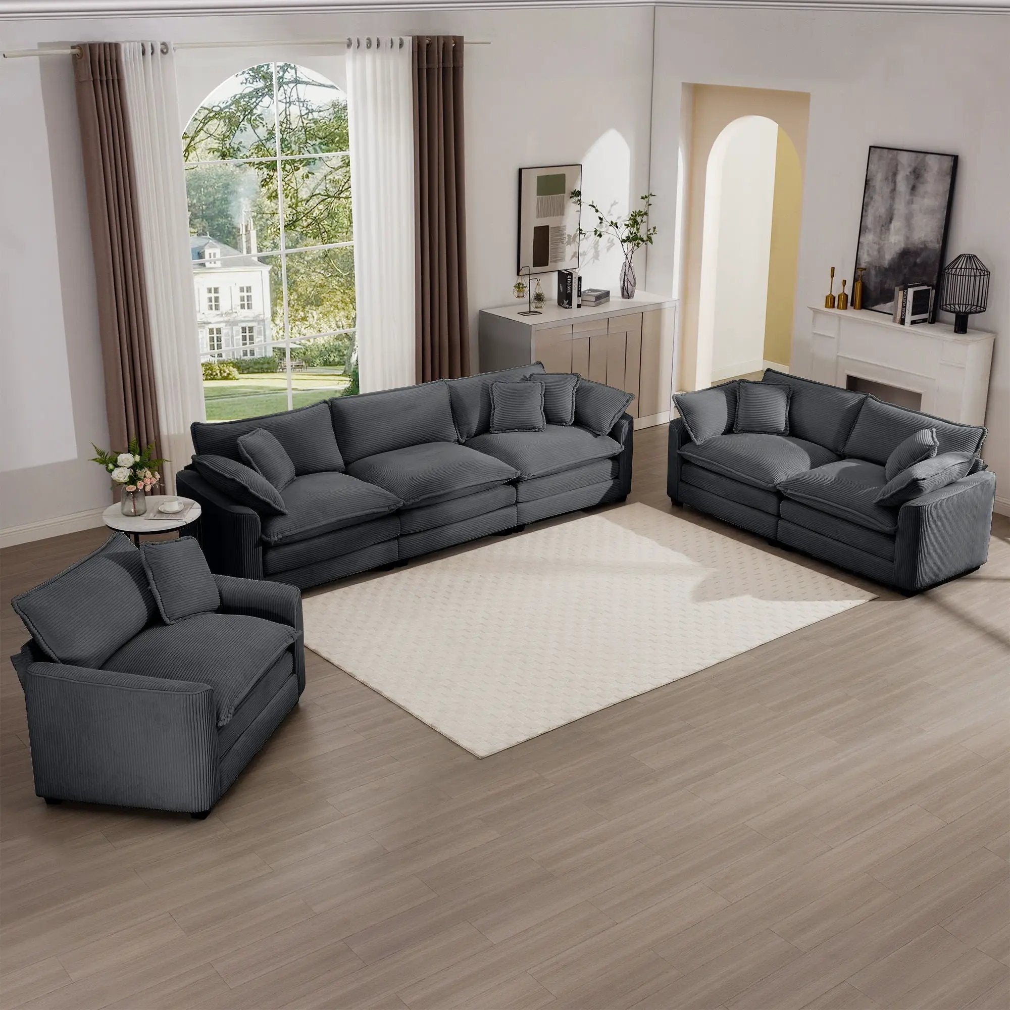 Elegant Oversized Sectional Sofa Set With Deep Seats And Flexible Layout by HouseOfZazla