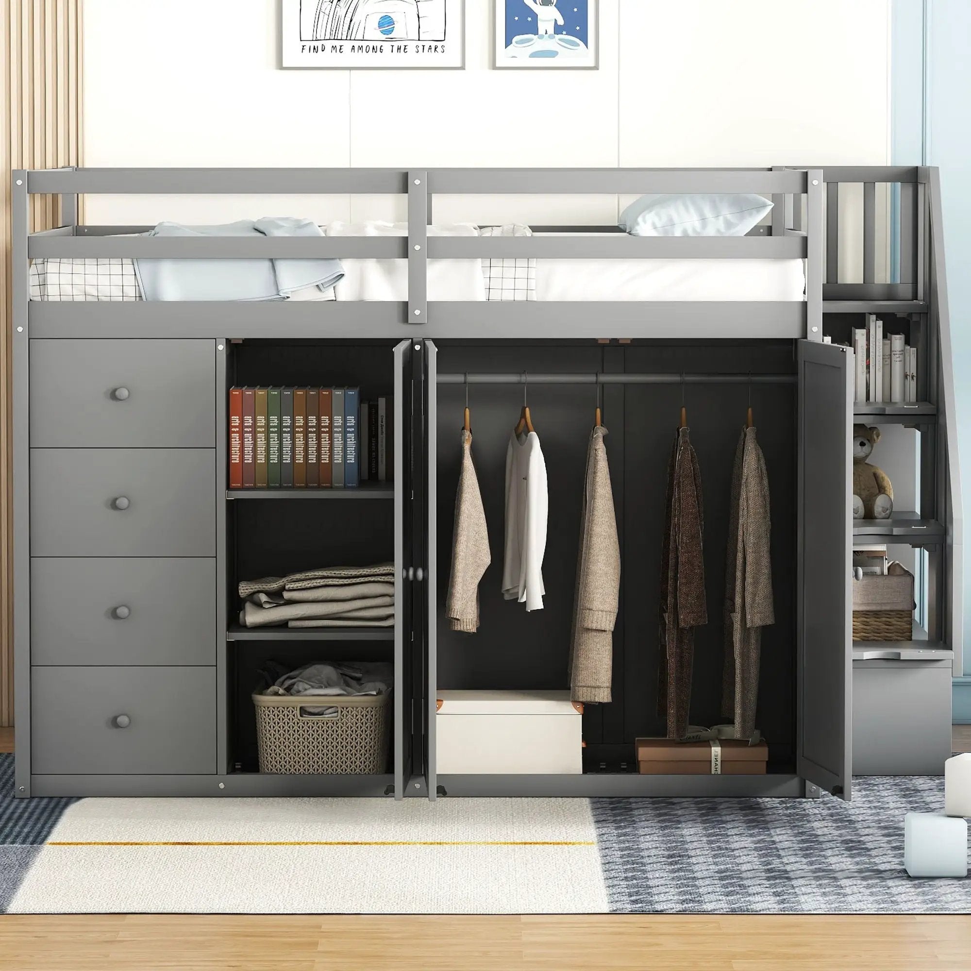 Loft Bed With Built In Wardrobes, Cabinets And Drawers by Unique Piece Furniture