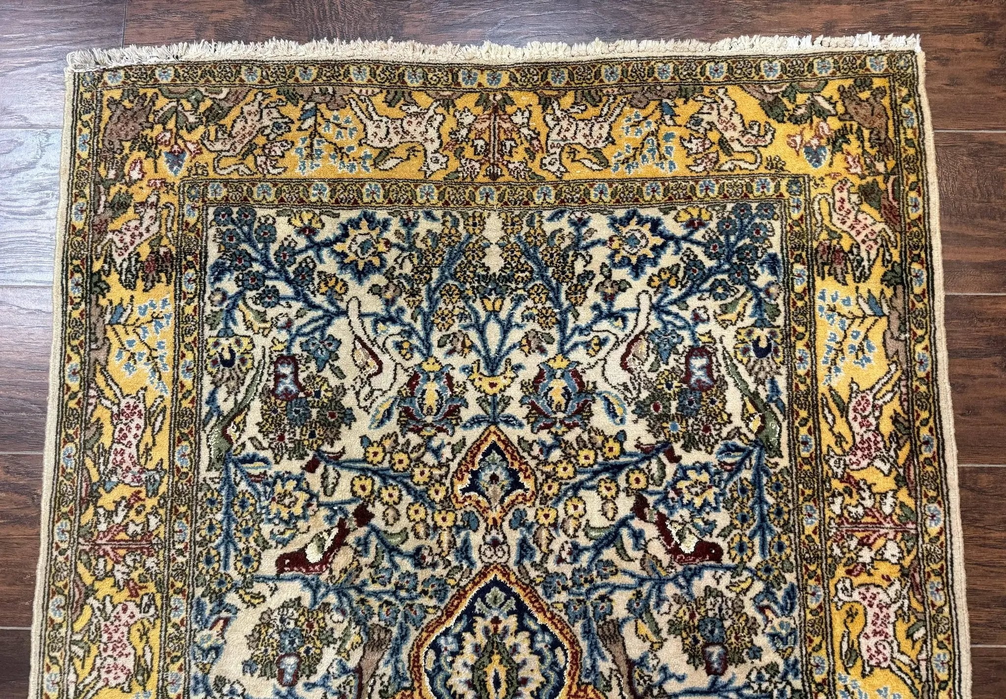 Persian Qum Tree of Life Rug 3.5 x 5.5, Animal Pictorials, Kork Wool with Silk Highlights by Jewel Rugs
