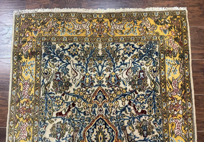 Persian Qum Tree of Life Rug 3.5 x 5.5, Animal Pictorials, Kork Wool with Silk Highlights by Jewel Rugs